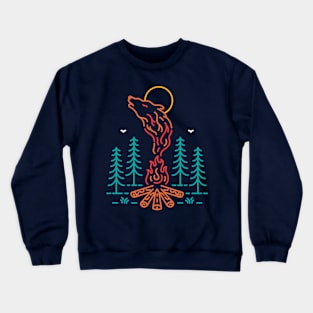 Camping with Wild Wolf Crewneck Sweatshirt